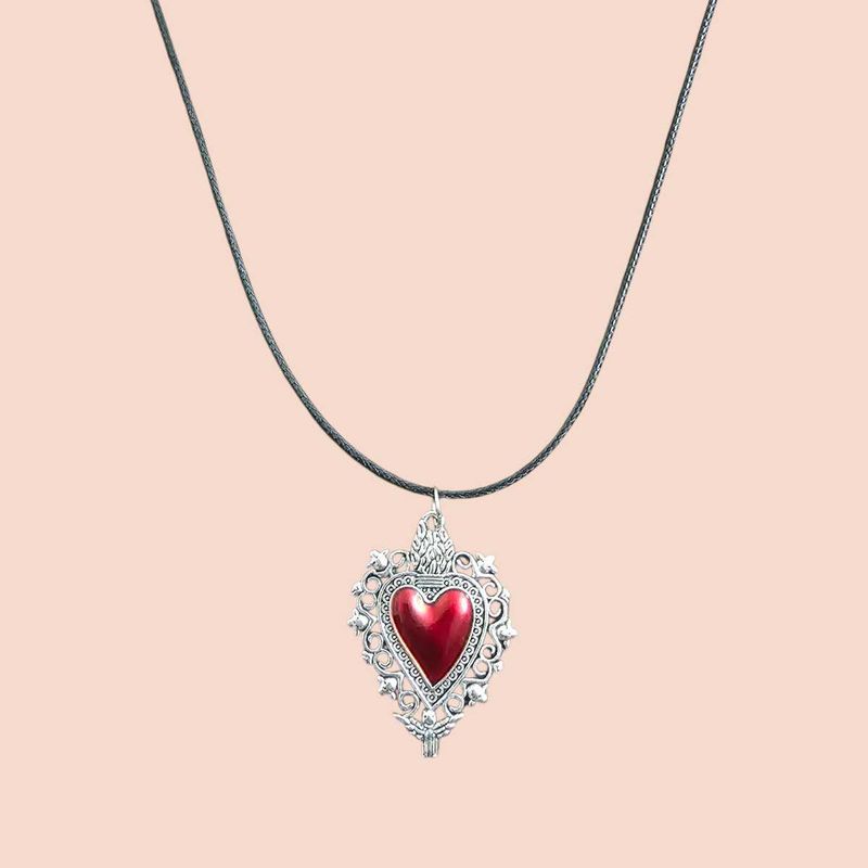 Gothic Red Heart Pendant Necklace