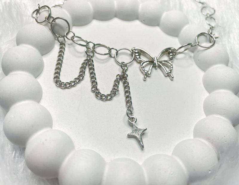 Butterfly &amp; Star Charm Silver Chain