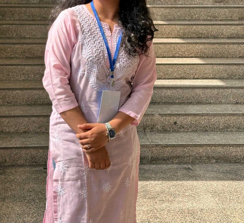 Lucknow Chikankari Pink Kurti