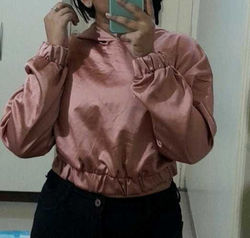 Stylish Pink Cropped Hoodie