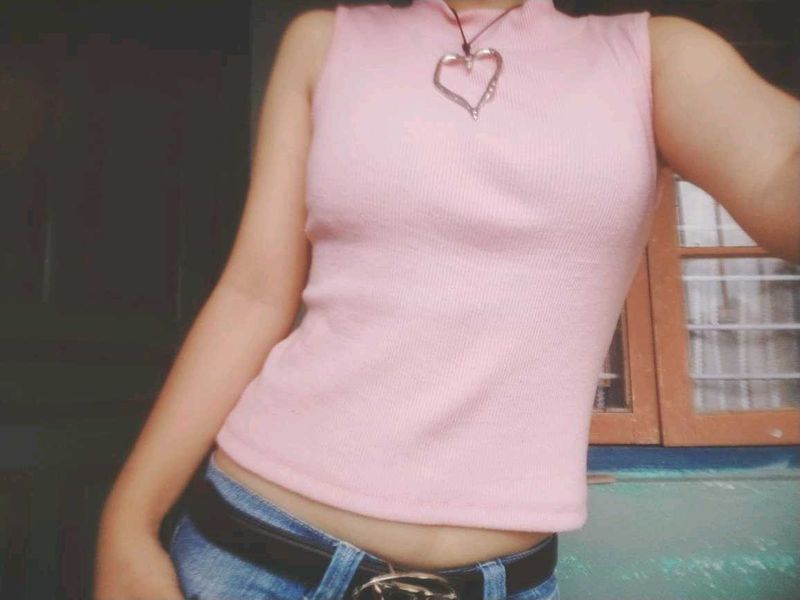 Y2k Cute Pink Cropped Top