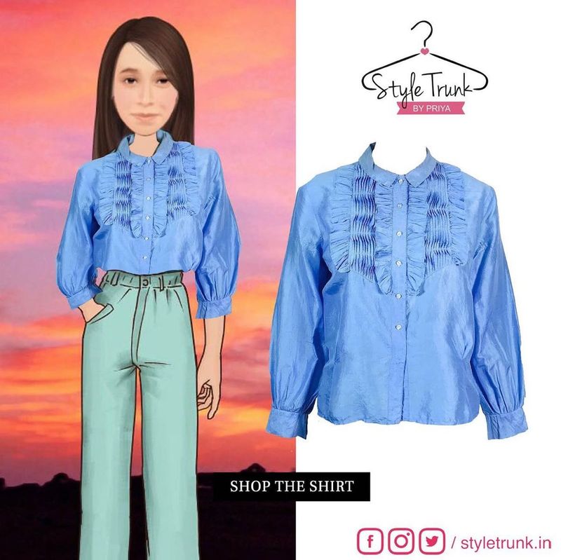 Blue Ruffle Shirt