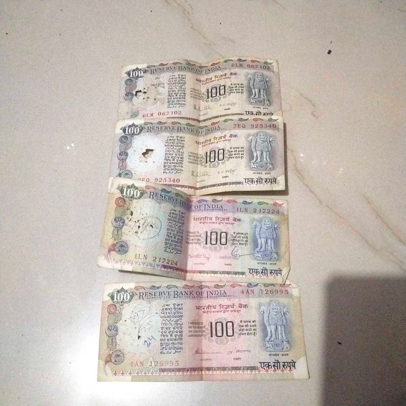Rare Old Indian 100 Rupees 4 Note +Free Gift