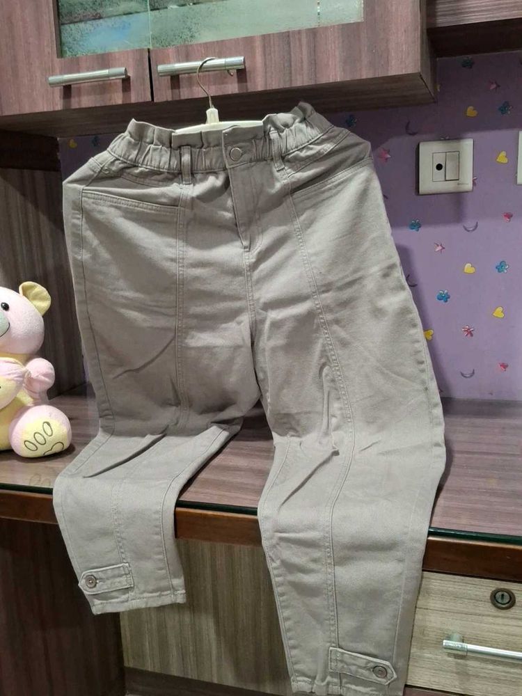 Khaki Elastic Waist Pants
