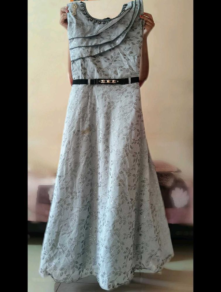 Elegant Silver Maxi Dress