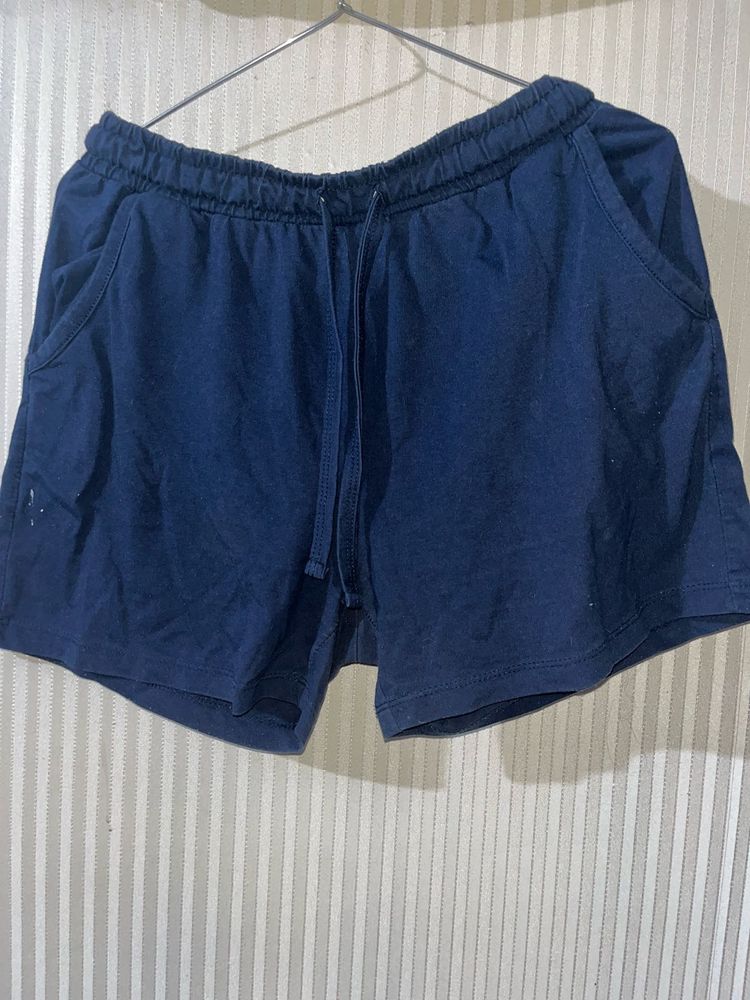 Navy Blue Cotton Shorts