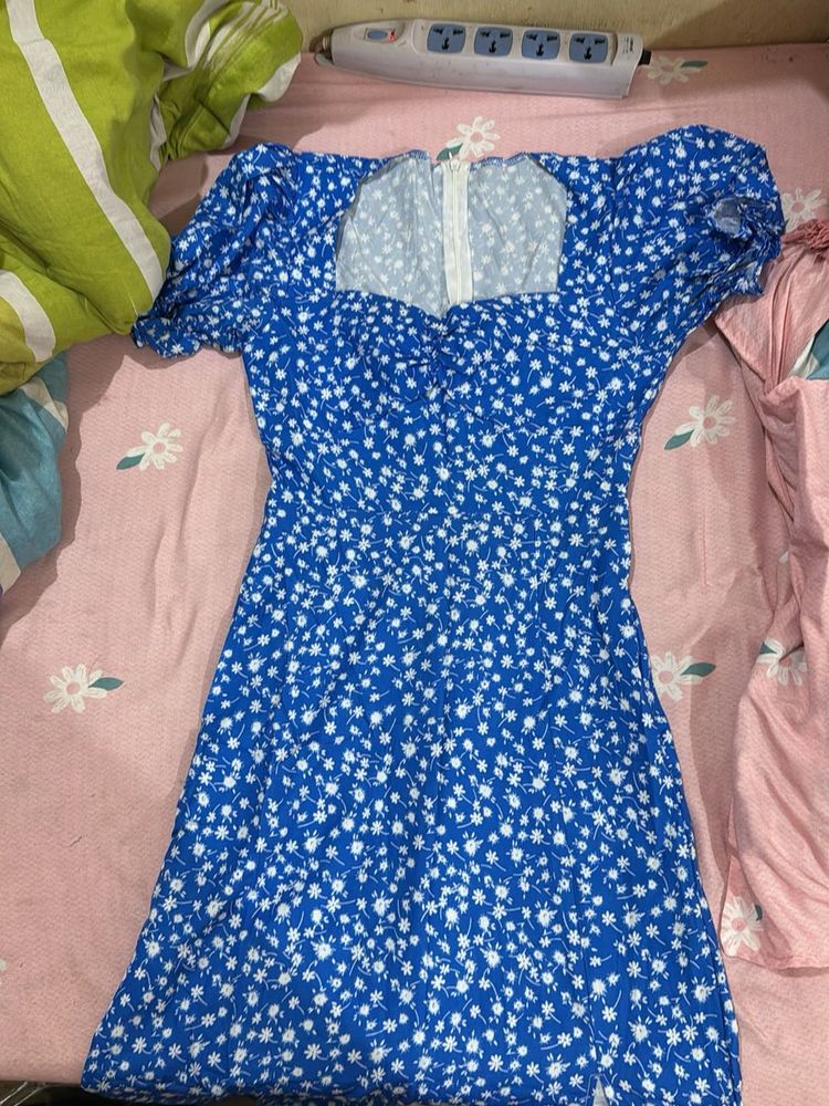 Blue Floral Mini Dress
