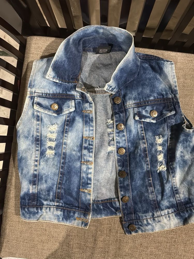 Distressed Denim Vest - Stylish Layer