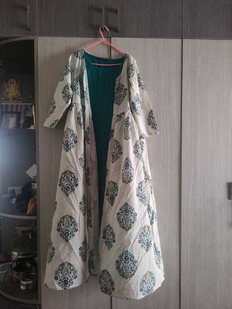 Libas Sleeves Dress With Cotton Ethnic Full Jacket