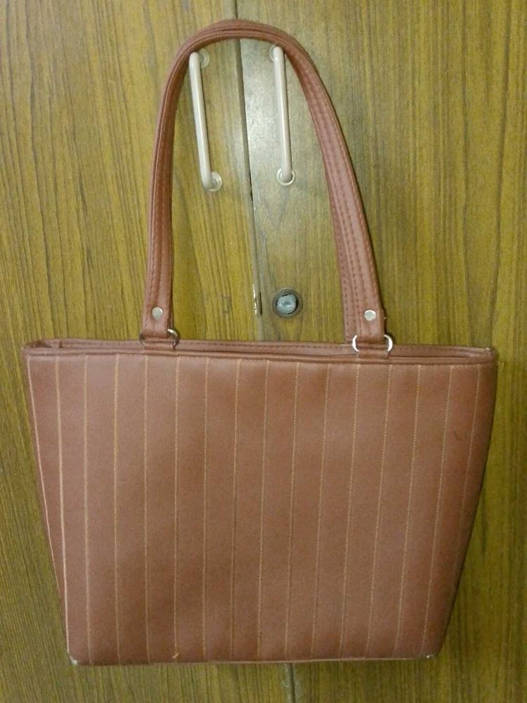 Brown Striped Tote Bag
