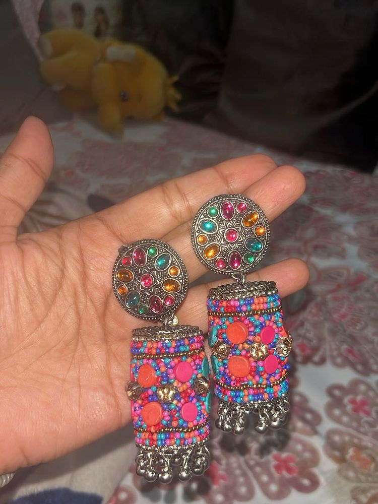 Colour Full Silver Earrings