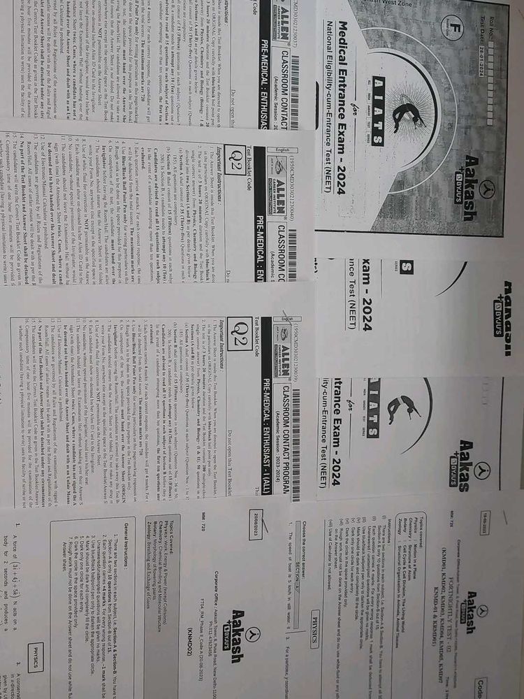 8 Tests- Neet 2024 Aakash Allen AIATS