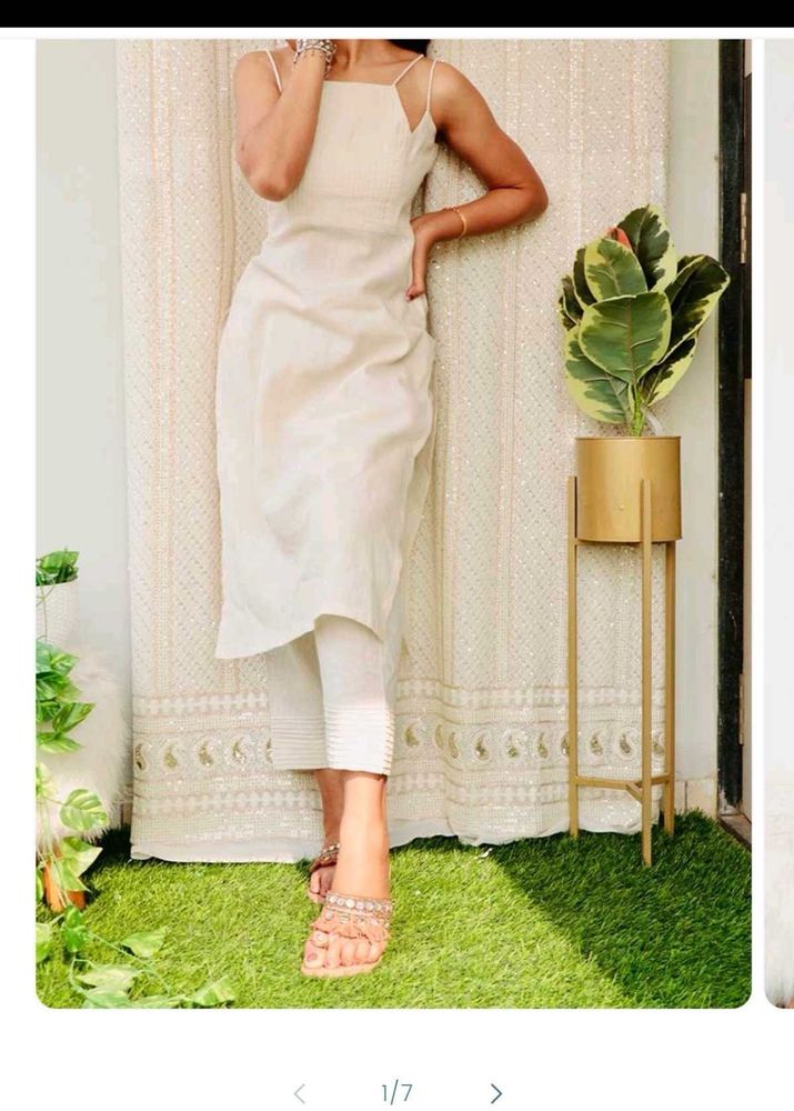 Anaykaa ASHEN OFFWHITE COTTON KURTA SET
