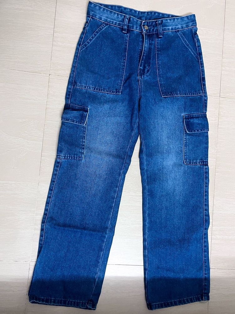 Blue Denim Cargo Jeans