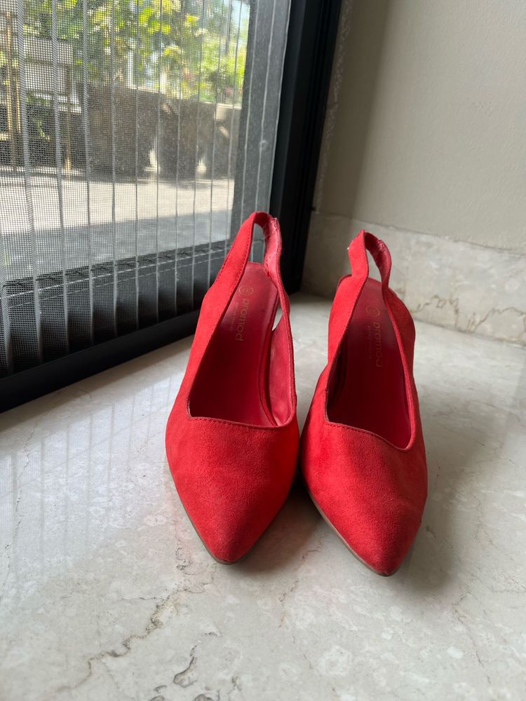 Pramod Red Slingback Heels - Used Once