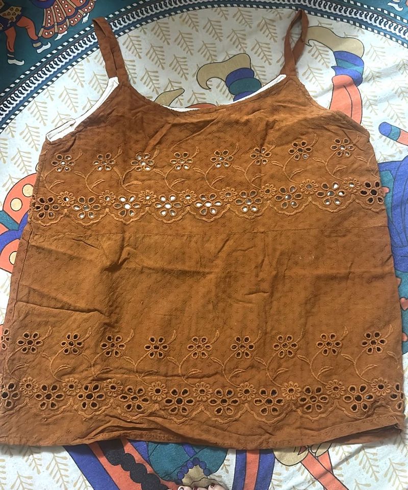 Brown Floral Tank Top