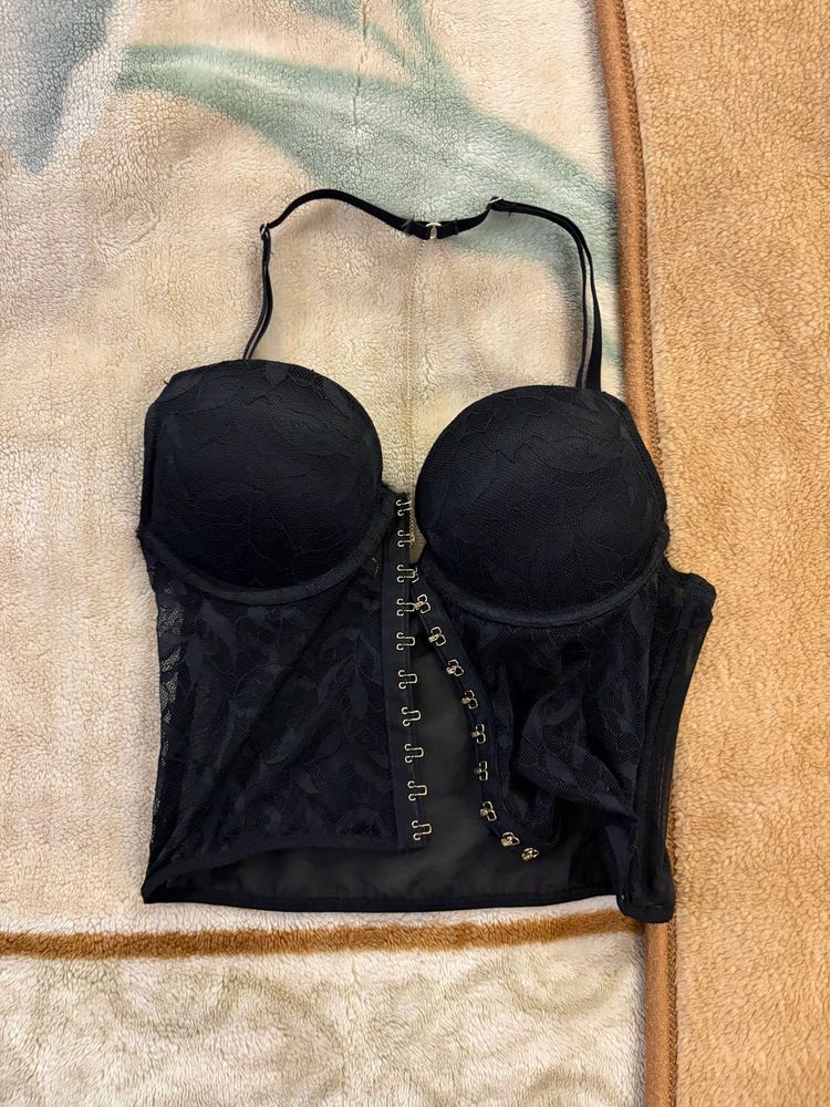 Black Lace Bustier Top