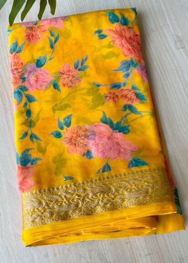 Unused Chinon Chiffon Saree