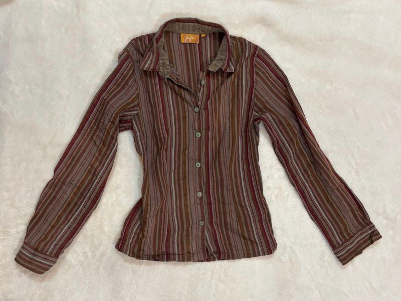 Striped Button-Down brown y2k shirt