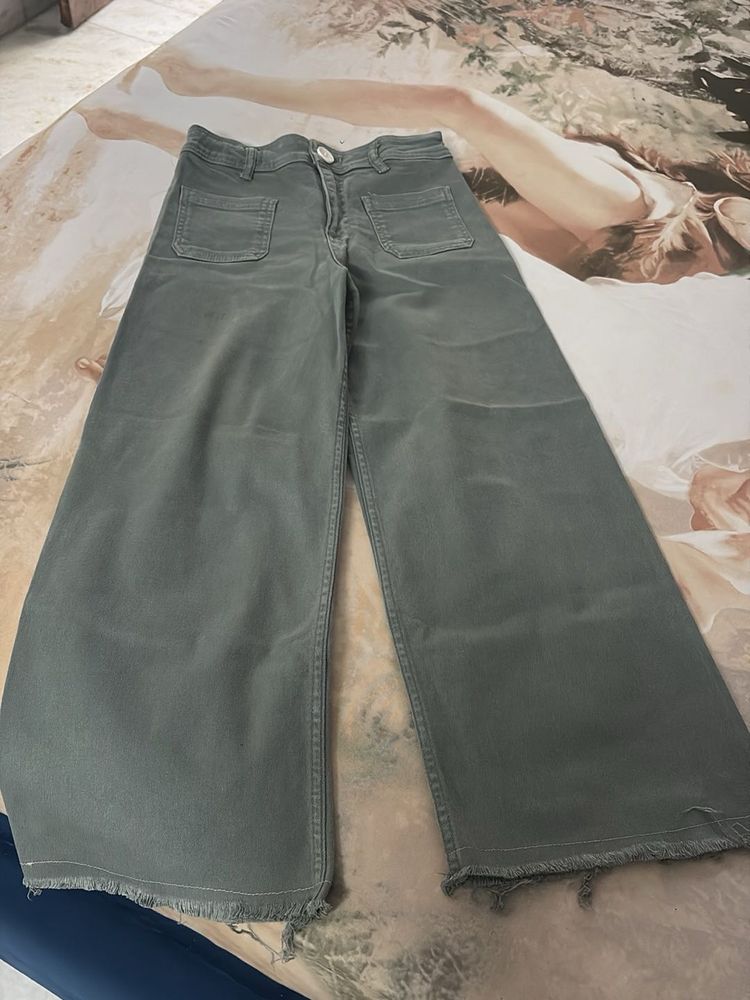 Zara Wide Leg Denim Pants