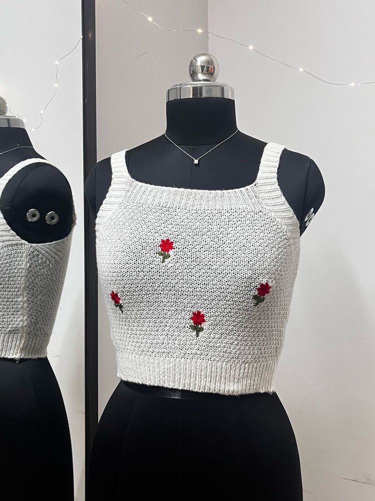White Flower Embroidered Top