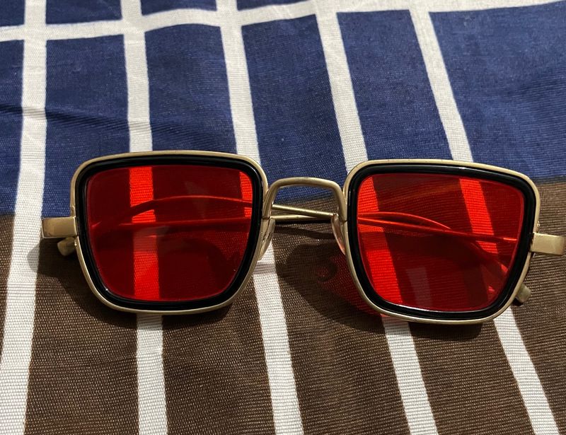 Full Metal Frame , Quality New Unused , Red Glass Square Frame Glasses