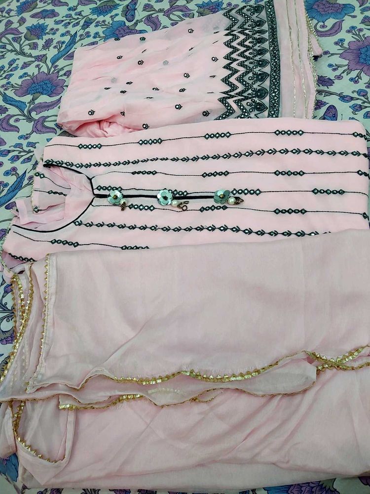 Pink Embroidered Sharara Kameez