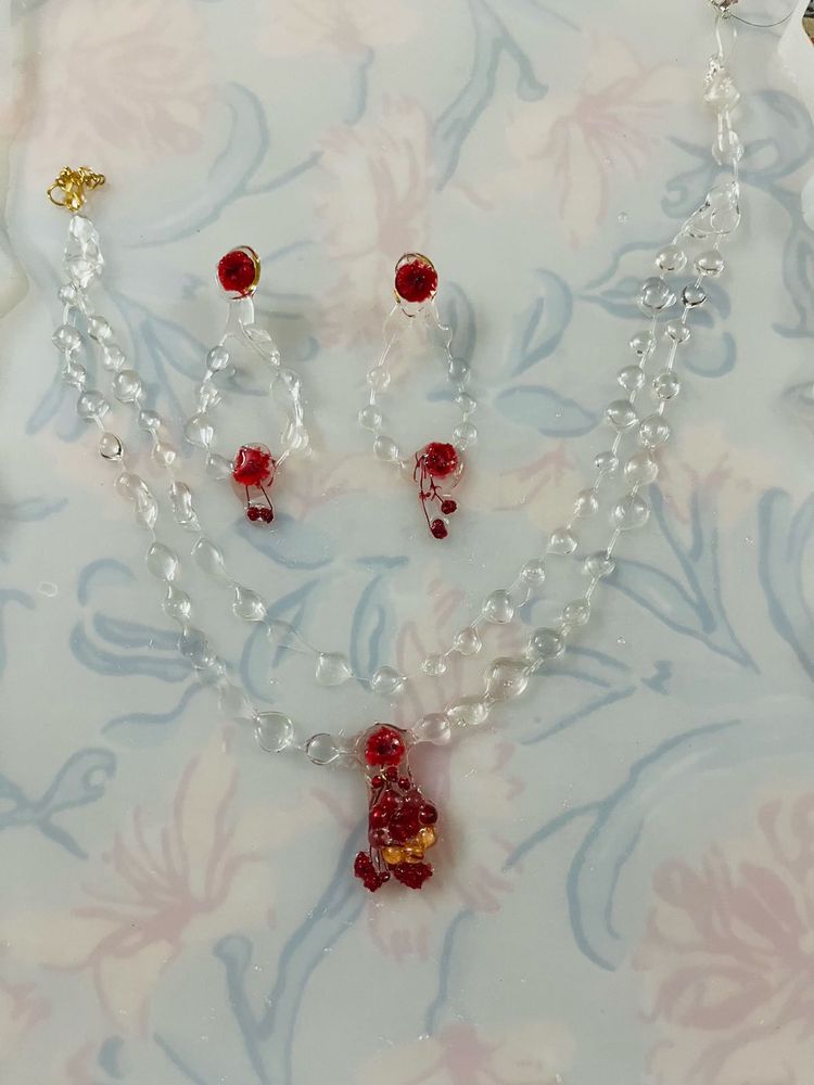 Floral Beaded Necklace &amp; Earring Set 2 Combo Neckl