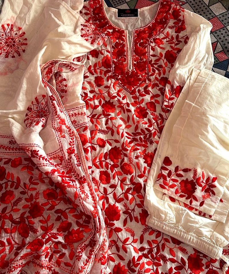 Red Embroidered Suit Set