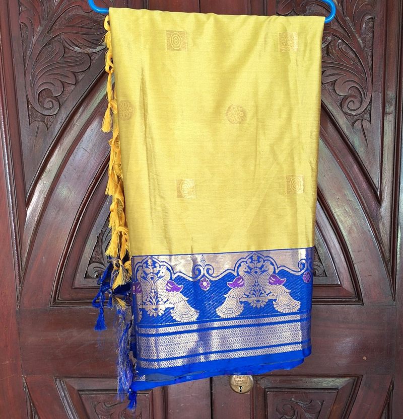 Olive Green Color Saree