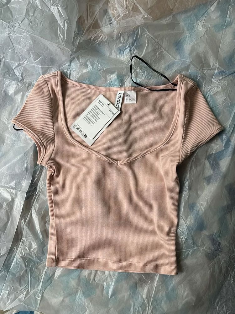 H&amp;M baby pink sweetheart top💗