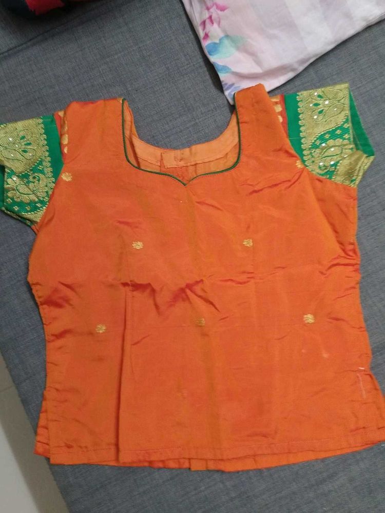 Orange &amp; Green Blouse