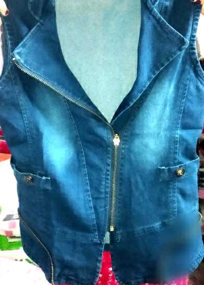 Denim Vest with Zipper