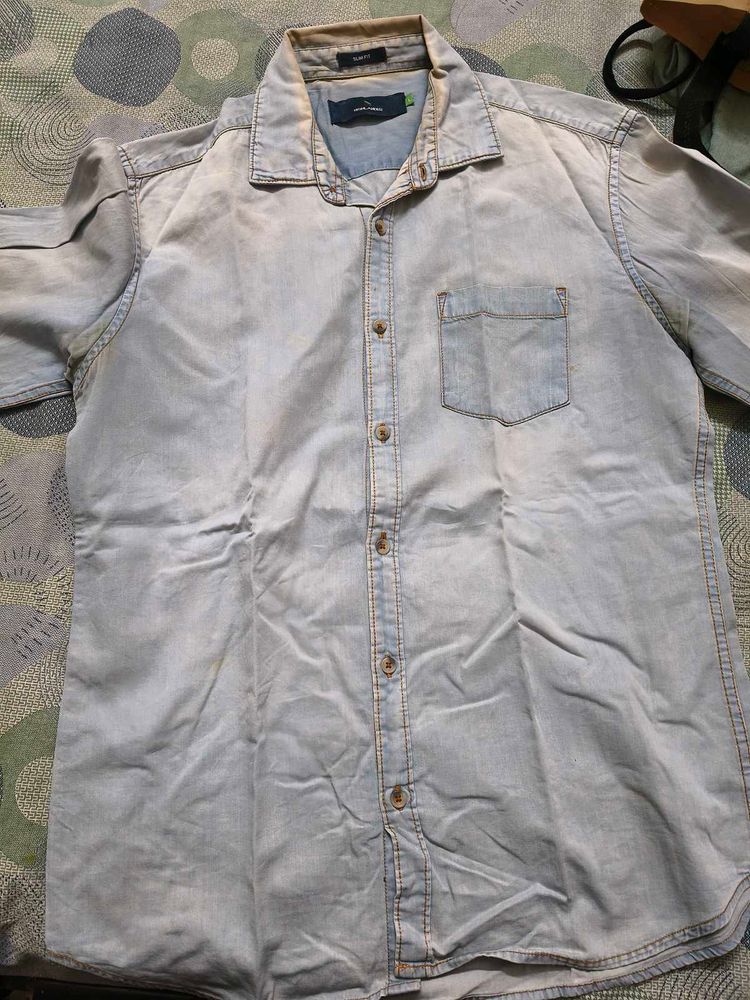 Highlander Cotton Denim Shirt For Men In L 40 Size