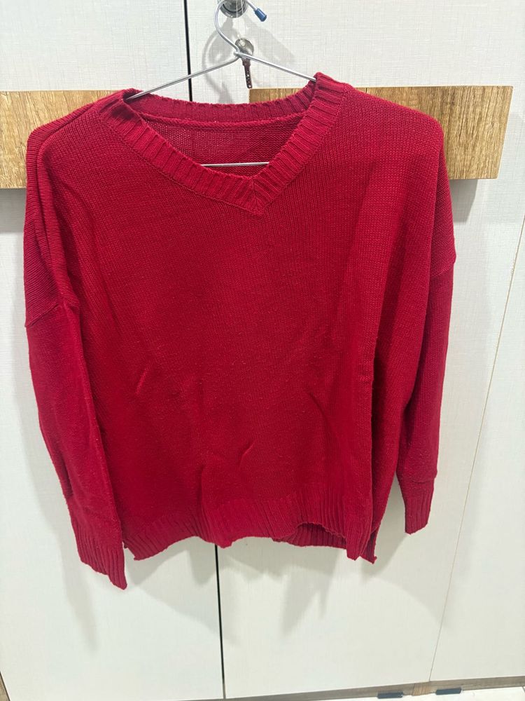 Red V-Neck Sweater
