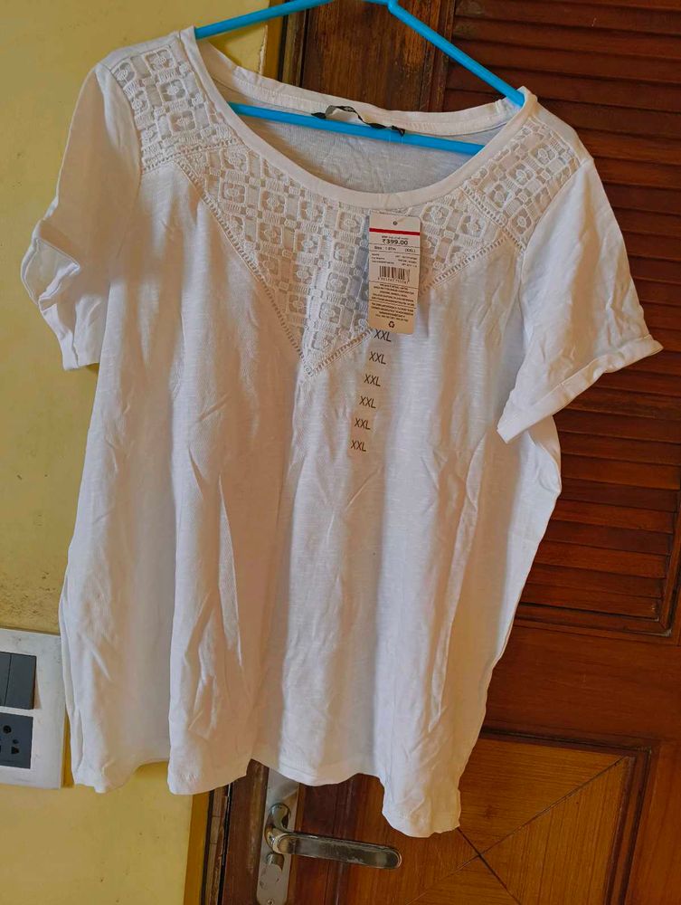 White Top with Lace Detail