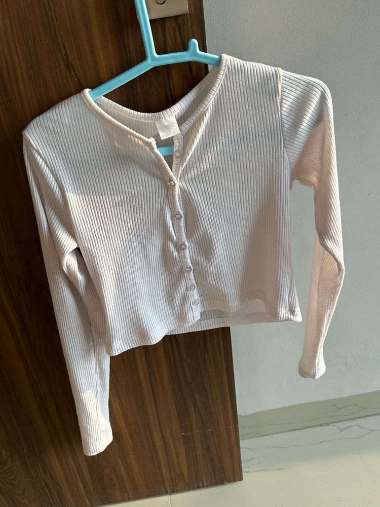 White button up crop top