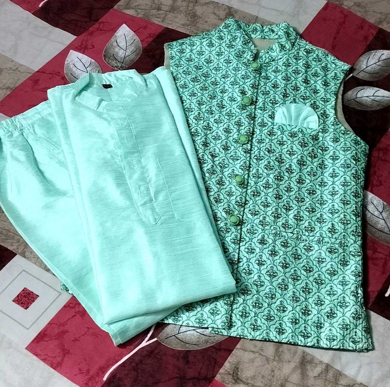 FLUORESCENT GREEN 3 PIECE KURTA SET