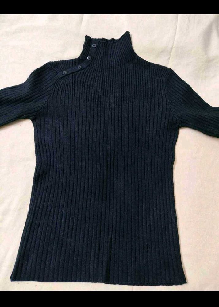 Ribbed Knit Turtleneck Top