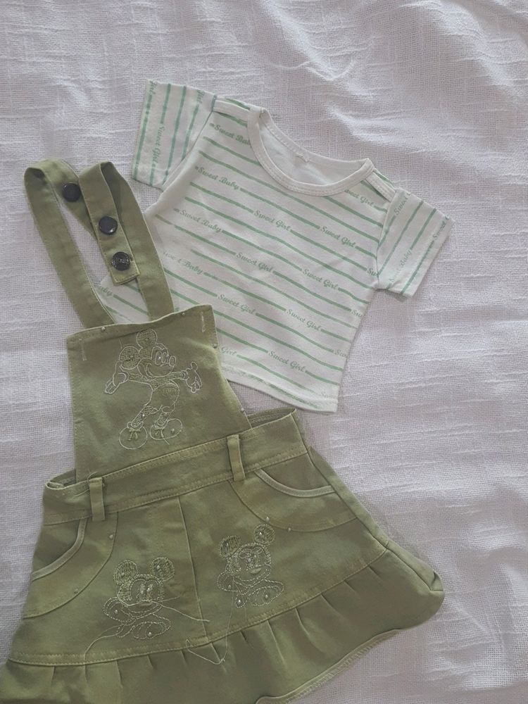 Gallace Frock Suit For Baby Girl Olive White Color