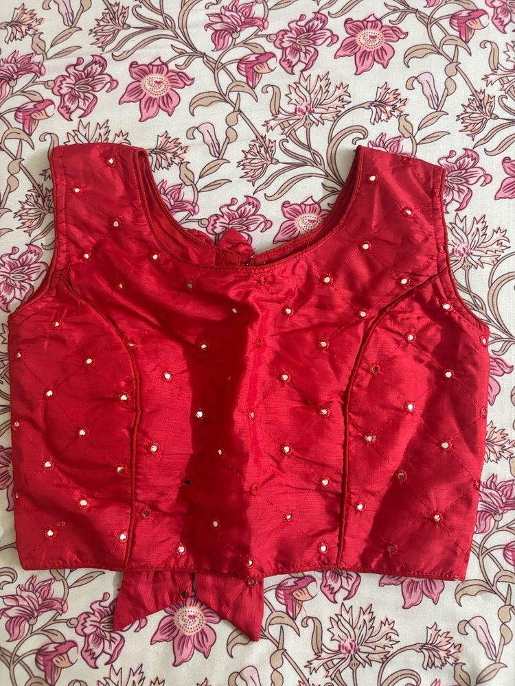 Red Embellished Blouse