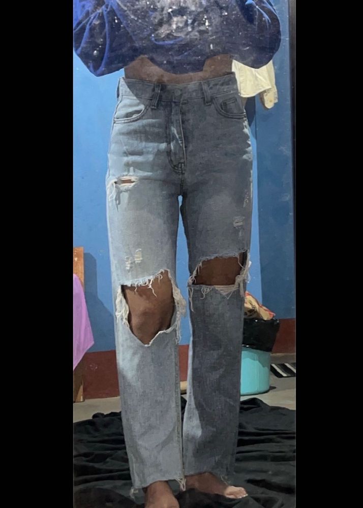 Women’s High-Waist Ripped Distressed Jeans