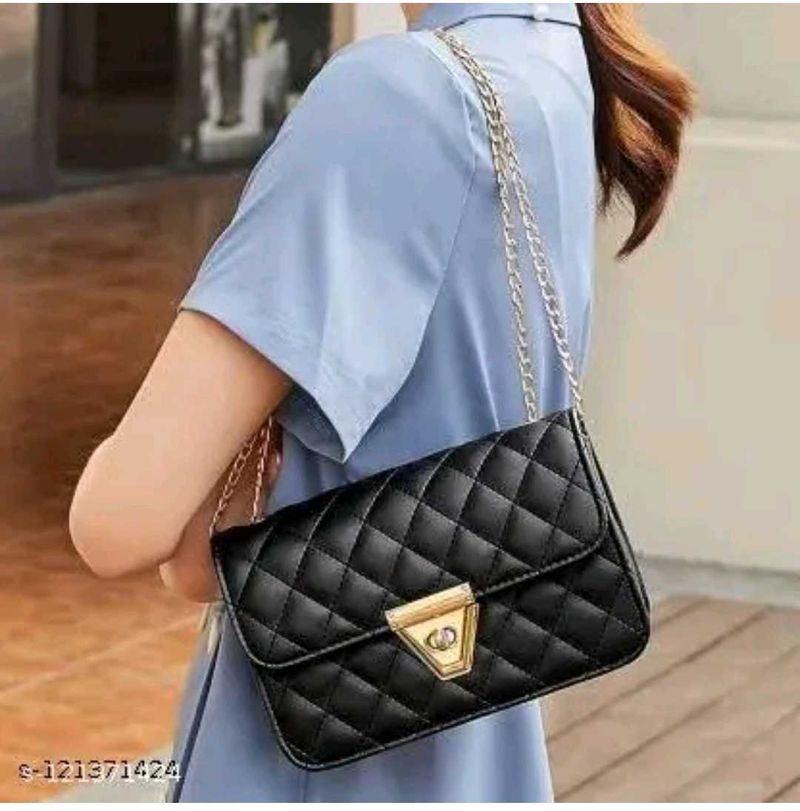 Stylish Black Quilted Crossbody Bag