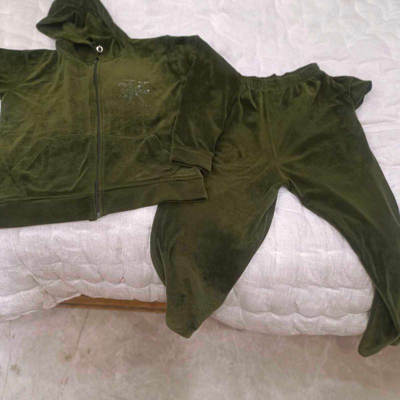 Green Velvet Tracksuit Set