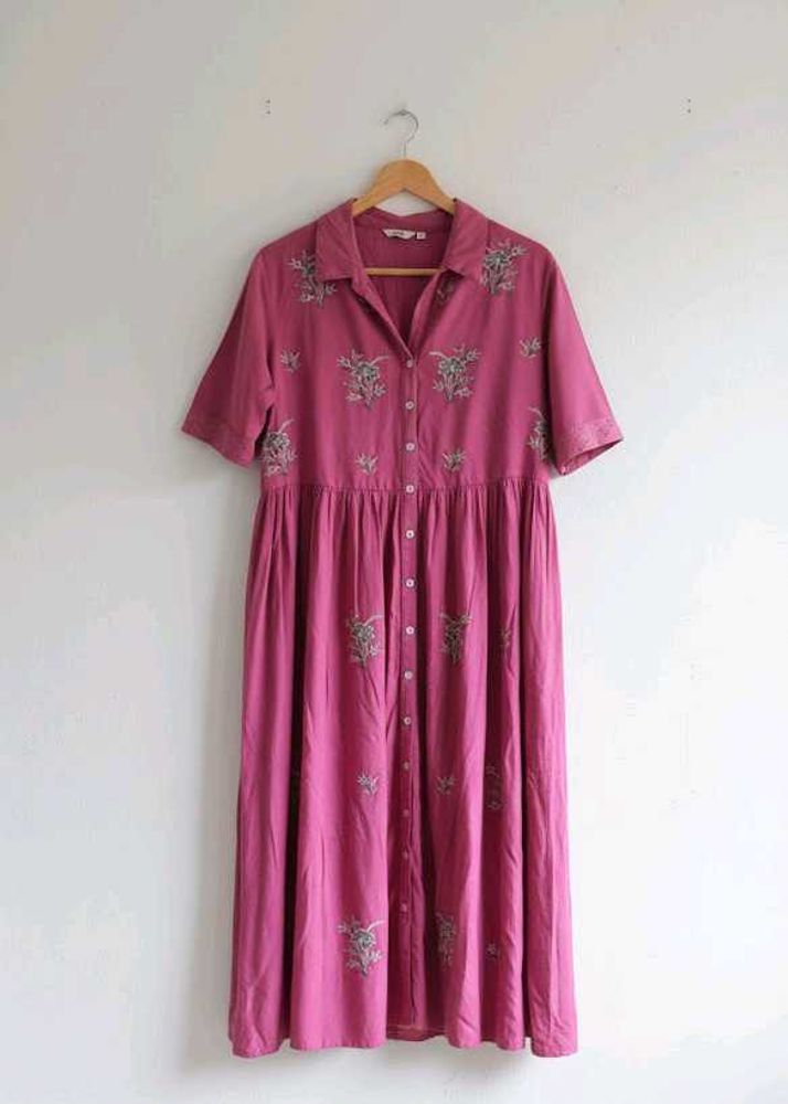 Floral Embroidered Shirt Dress