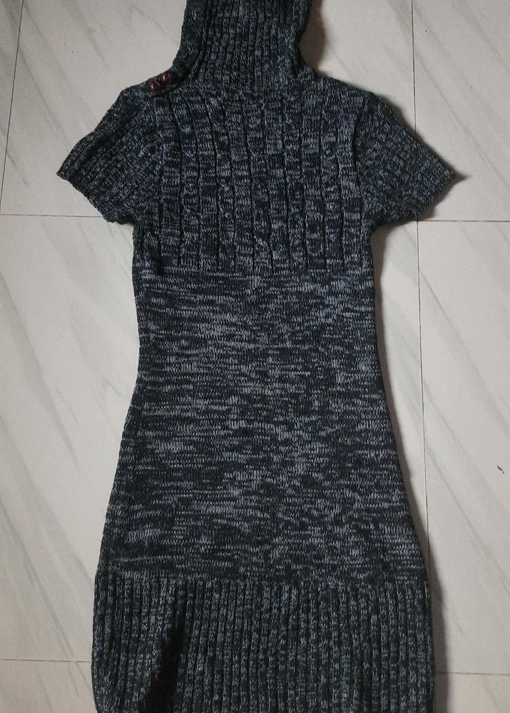 Short-sleeved Turtleneck Sweater Dress.