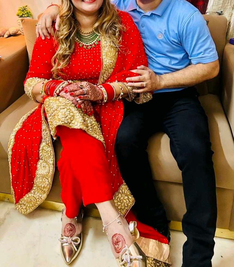 Red &amp; Gold Embellished Suit