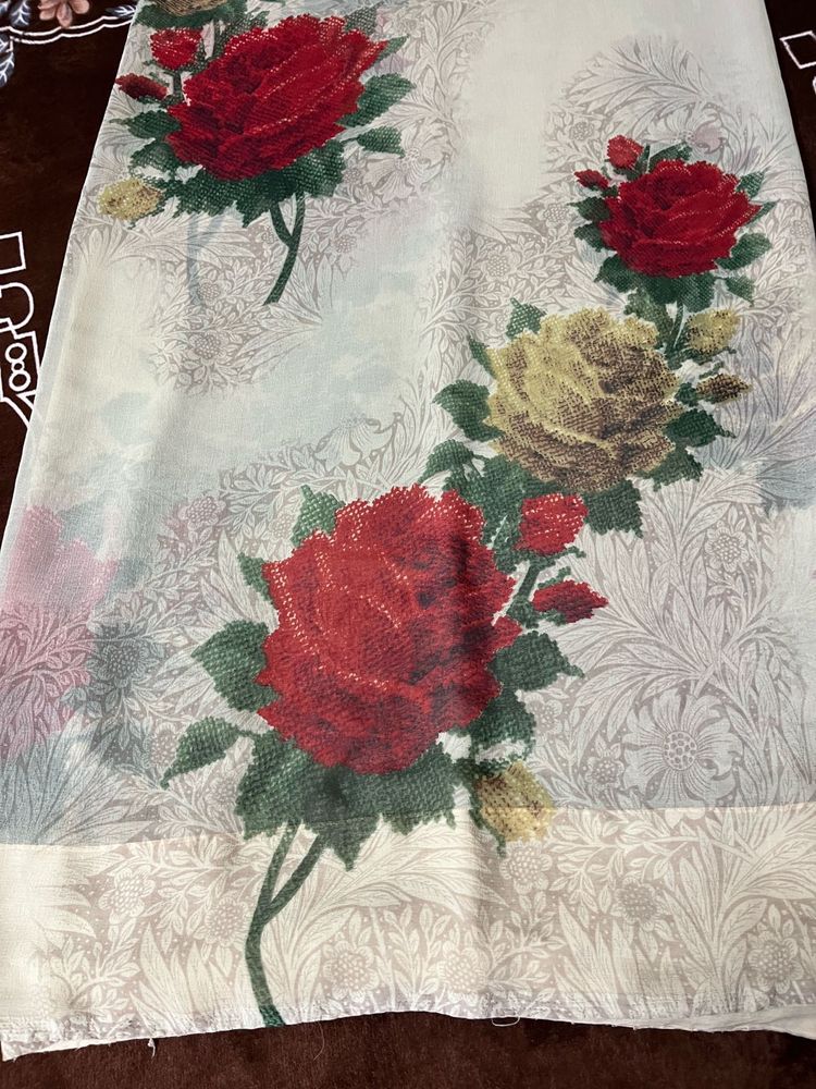 fix rate khaki colour flower print saree