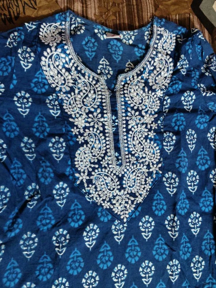 Chikankari Pure Cotton Kurti