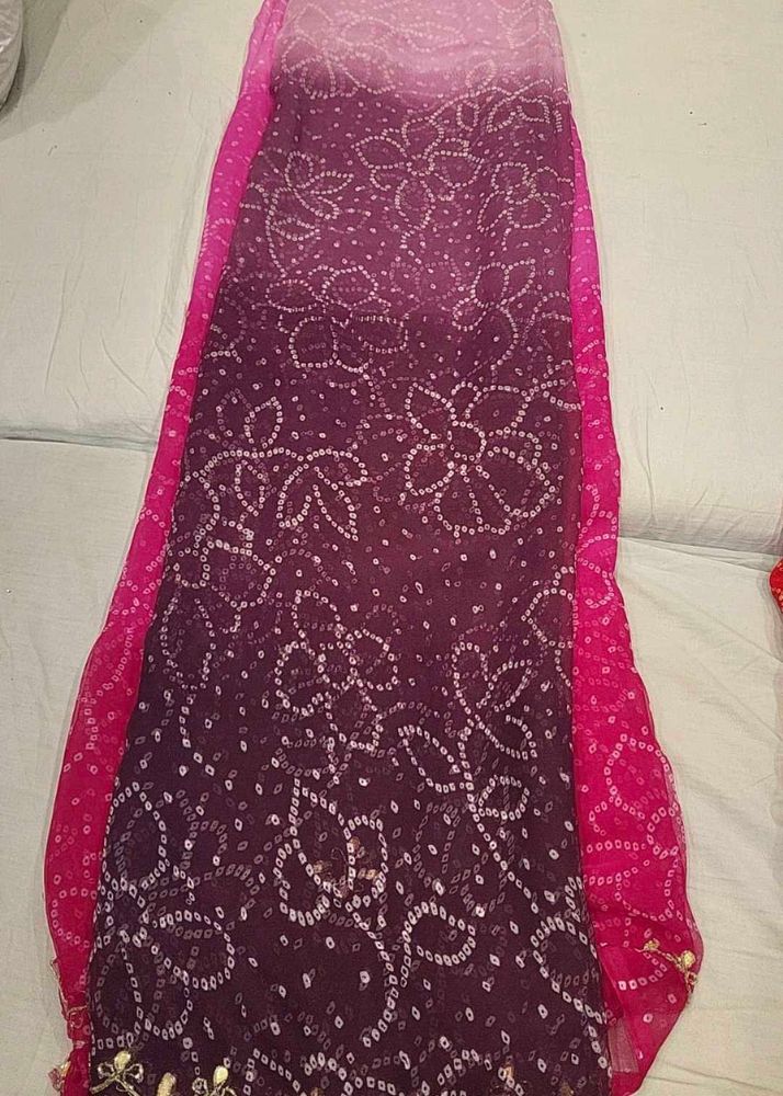 Purple Pink Shaded Bandhani Sarees